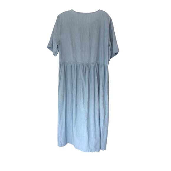 Eddie Bauer Dress Chambray Denim Festival Heritage Cottagecore Midi Medium Tall - Picture 8 of 12